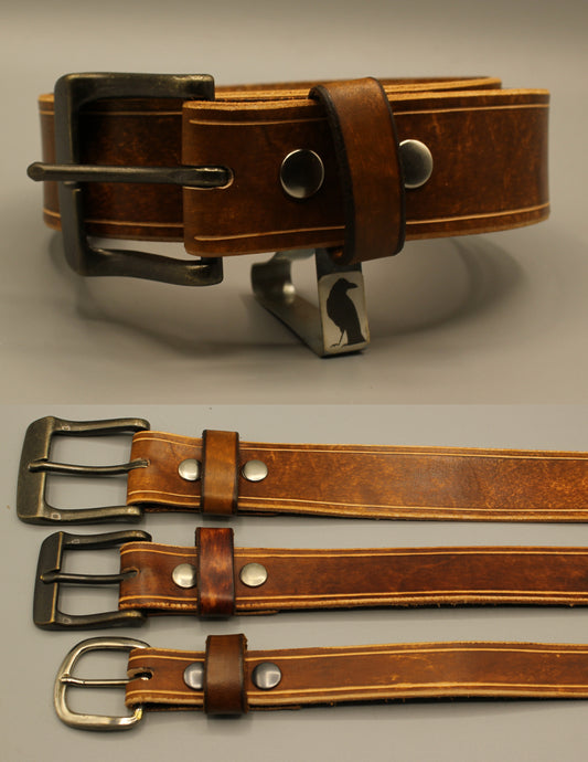 Pinstripe Leather Belt