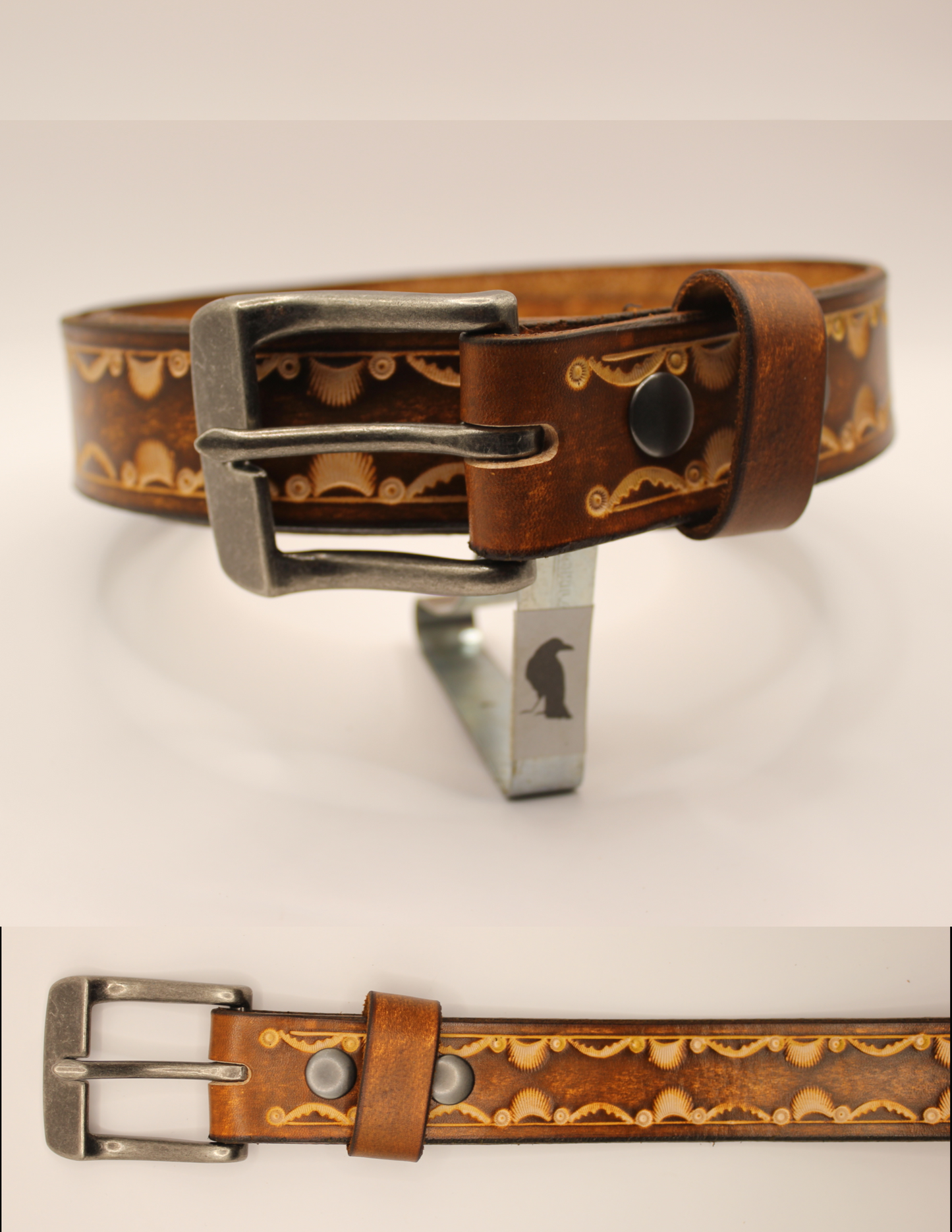 Tooled Leather Belt, Western Style #1